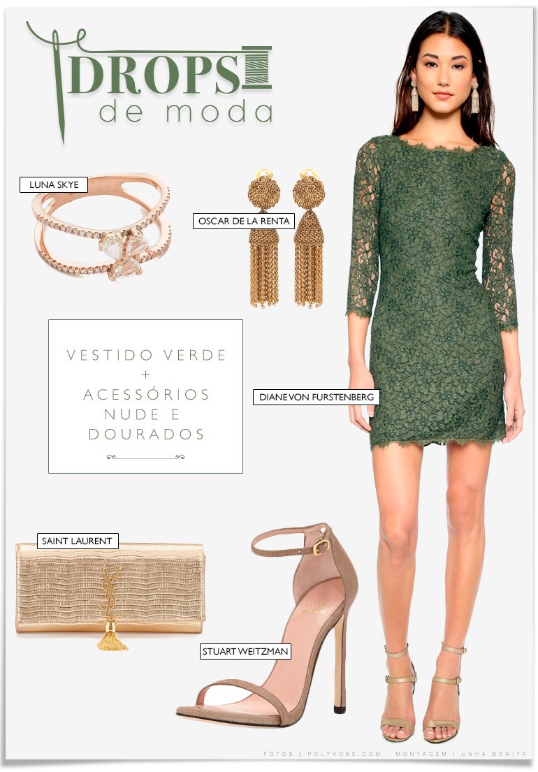 Vestido verde best sale com sapato vermelho